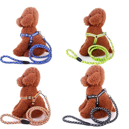 ✙[Bộ ba mảnh] dây kéo phản quang vật nuôi xích chó mèo Teddy Bichon Golden Retriever cho Satsuma