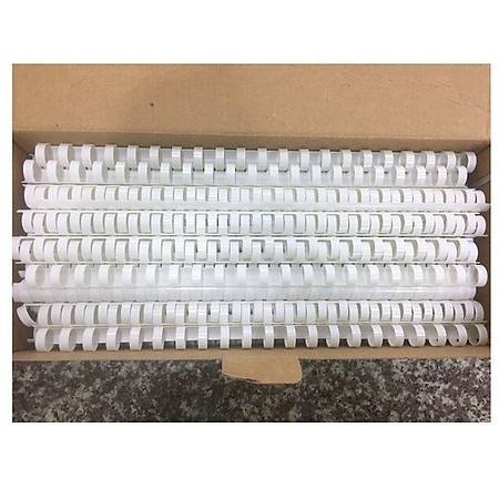 Lò xo nhựa đóng gáy sách FEG kích thước 6mm 8mm 10mm 12mm 14mm màu trắng hộp 100 cây