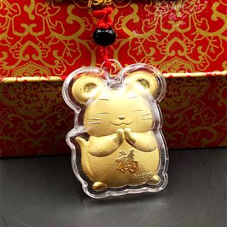 2020 Mặt dây chuyền năm Lá vàng chuột Phim hoạt hình phong bì chuột đỏ Chuột quà tặng Gold Coin