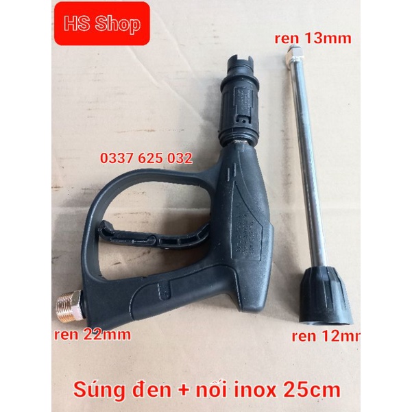 Súng rửa xe áp lực cao ren ngoài 22mm kèm ông nối inox dài 25cm ,35cm