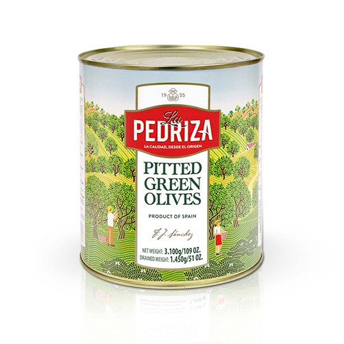 Ô Liu (oliu/olive) xanh tách hạt nhãn hiệu La Pedriza - Hộp 3kg - Nhập khẩu Tây Ban Nha