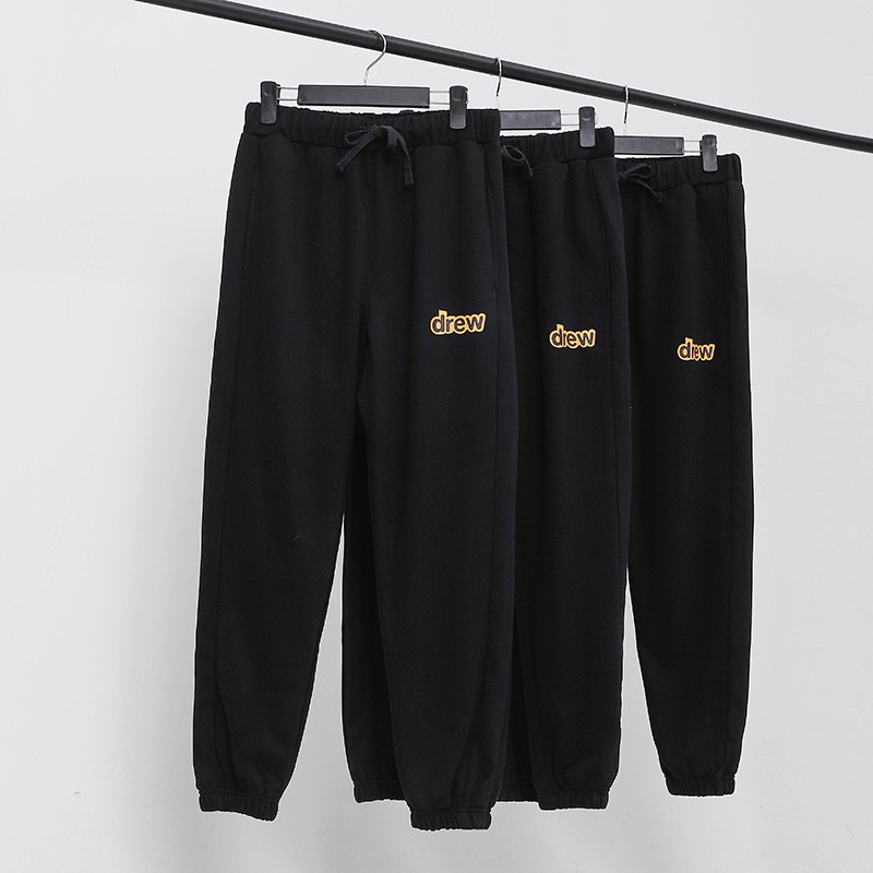 Quần jogger drew chữ nam nữ đen xám