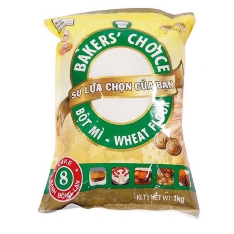 Bột mì Bakers Choice số 8 gói 1kg  làm từ lúa mì có hàm lượng gluten thấp