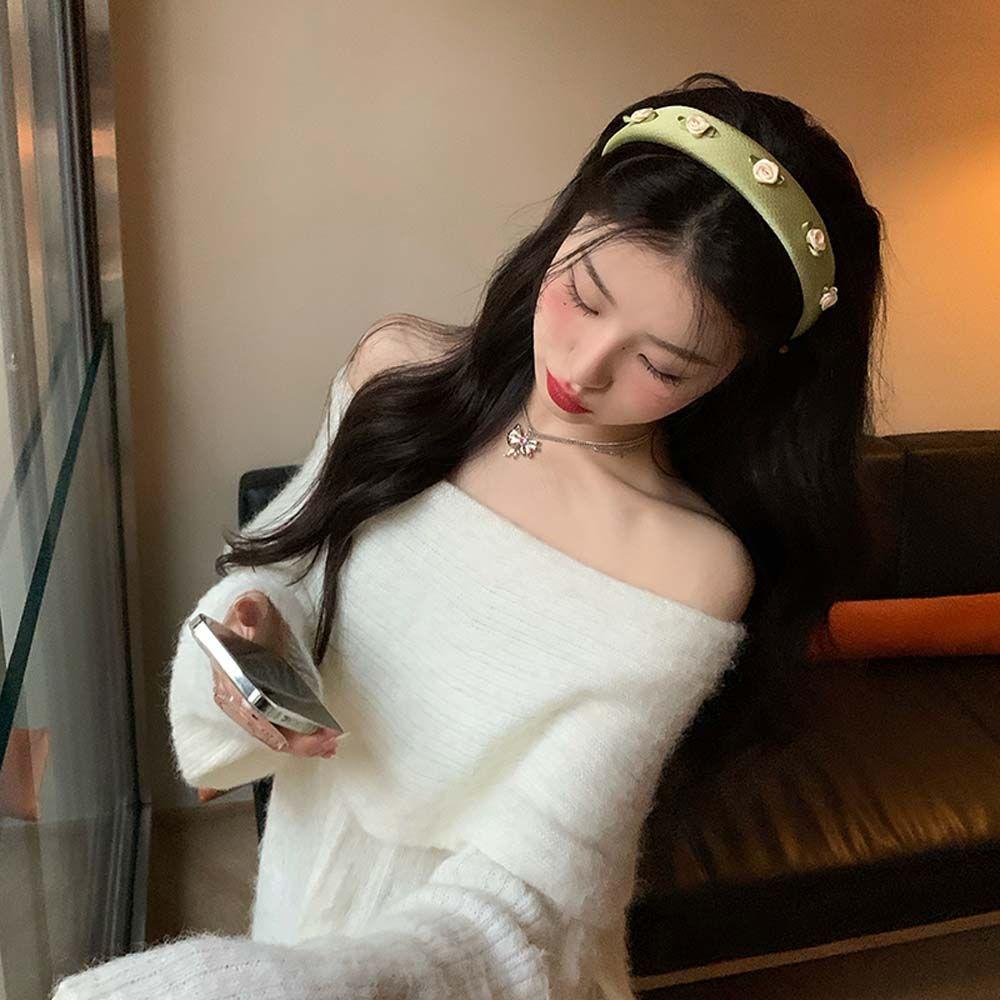 Băng Đô Cài Tóc Bằng Xốp Hình Hoa Hồng Phong Cách Vintage Thời Trang