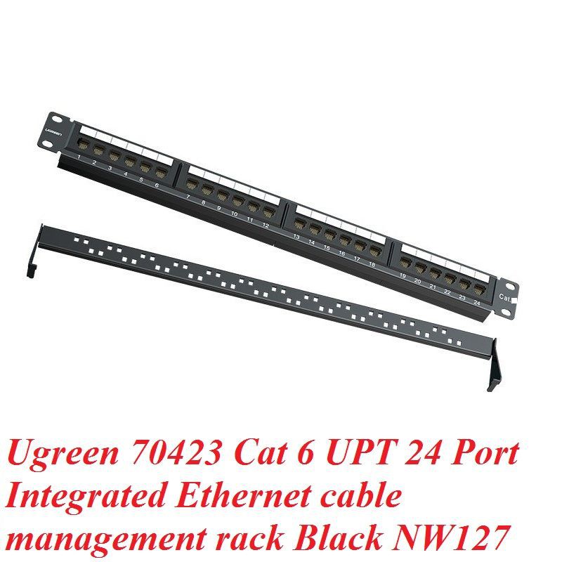 Ugreen 70423 Cat6 UPT 24 cổng màu đen Patch Panel Integrated Ethernet rack NW127