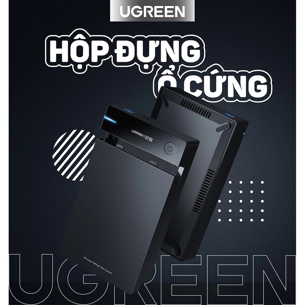 Hộp đựng ổ cứng HDD BOX 3,5&quot; SATA USB 3.0 Hỗ Trợ HDD 10TB chính hãng UGREEN 50422 bảo hành 18 tháng