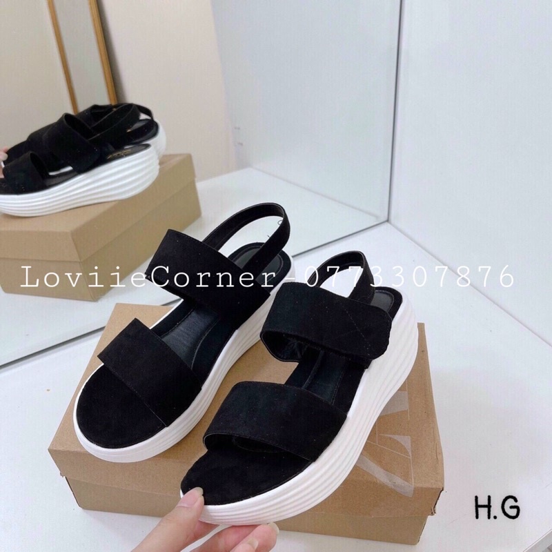 LOVIIECORNER - GIÀY SANDAL ĐẾ XUỒNG BÁNH MÌ NỮ CAO 5 PHÂN - GIÀY SANDAL NỮ ĐẾ XUỒNG 5CM QUAI NGANG 5P - ĐEN - S210507