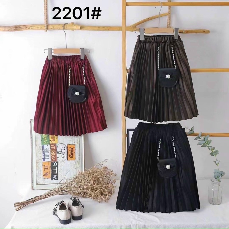 Chân váy nhung xếp ly dáng dài kèm túi  14-26kg