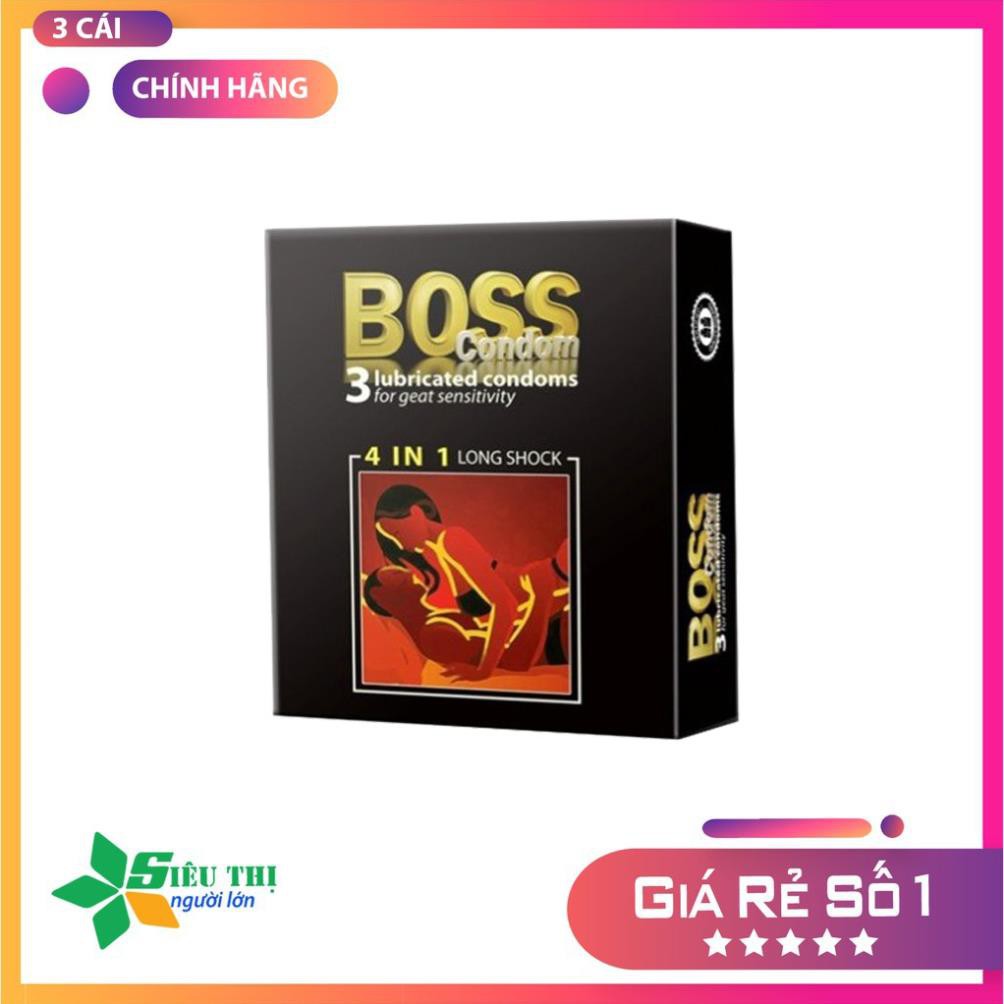 Bao cao su Boss 4 in 1 - kéo dài thời gian, gai nhỏ li ti - 3 chiếc