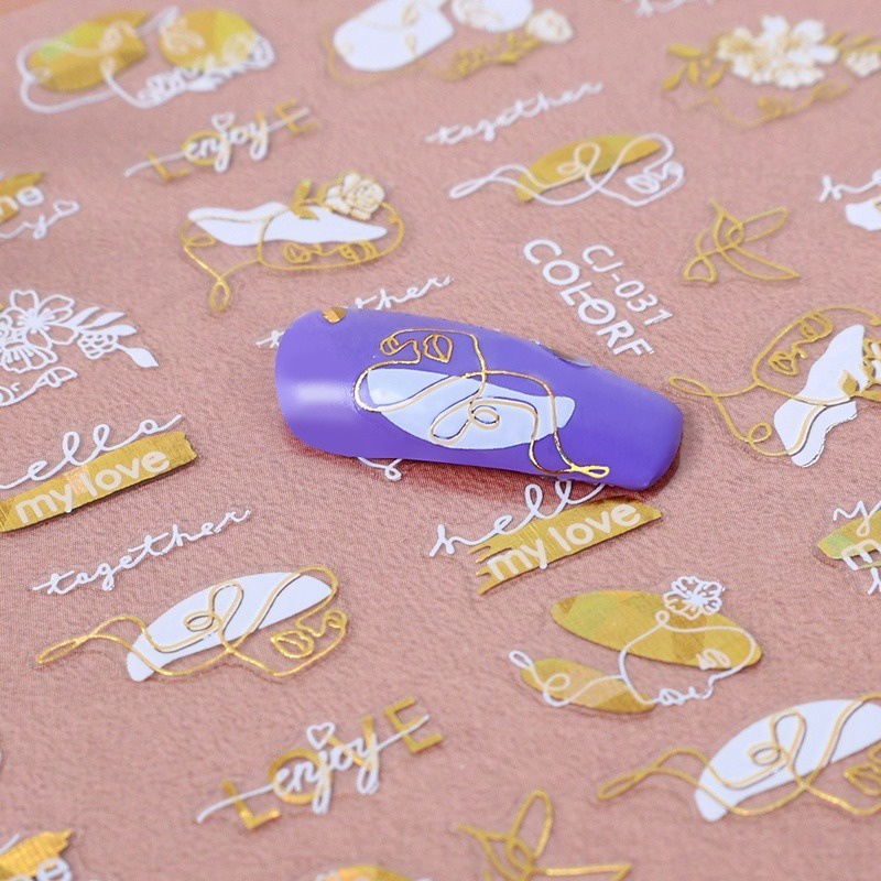 Miếng Dán Trang Trí Móng Tay 3D Hình Hoa Hồng/Lá Màu Vàng/Trắng/Vàng Kim Độc Đáo