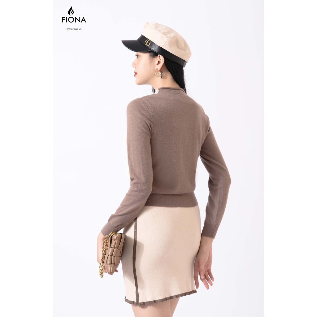 Chân váy len nữ FIONA, Chân váy ôm phối màu dáng ngắn mã F850503