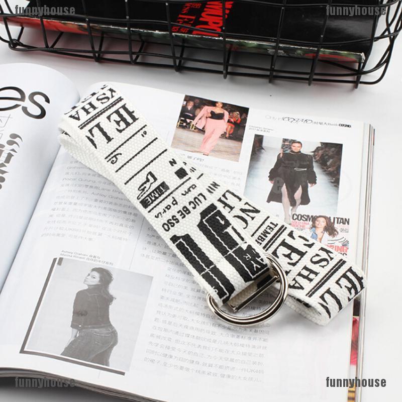 Thắt Lưng Vải Canvas Phối Vòng Kim Loại Hình Chữ D Cá Tính Cho Nữ