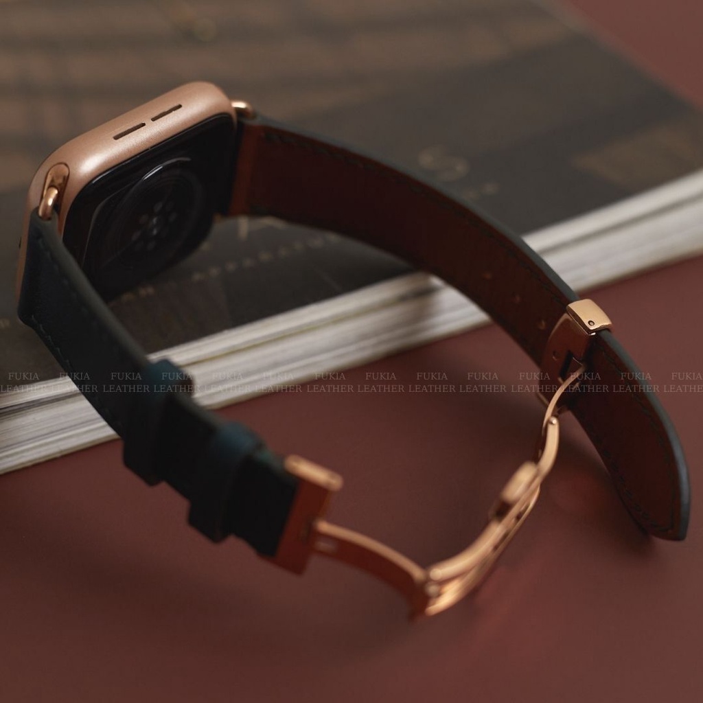 Dây da thủ công Swift Xanh Rêu dành cho Apple Watch, đồng hồ thông minh, đồng hồ cơ