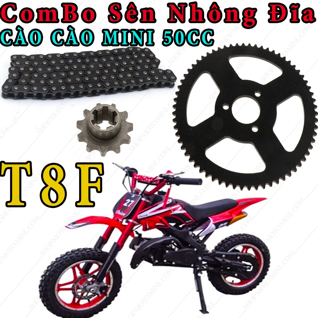 Xích nhông đĩa xe cào cào mini 50cc |  dây sên nhong 11 răng dĩa T8F | xe gắn máy cắt cỏ