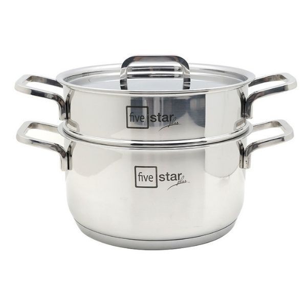 Bộ nồi xửng hấp cao cấp inox 304 bếp từ 3 đáy Fivestar Plus 20cm nắp inox , tặng 10 đôi đũa dừa