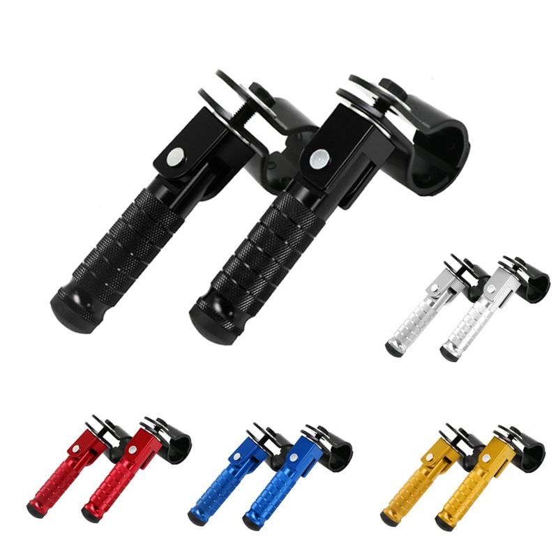 2 Pcs M8 Universal Motorcycle Motor Bike Folding Footrests Footpegs Foot Rests Pegs Rear Pedals Set CNC Aluminum Motorcycle Part