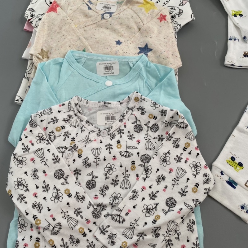 Bộ dài sơ sinh cúc lệch chéo thun cotton Litibaby cho bé trai và bé gái - STL SGL