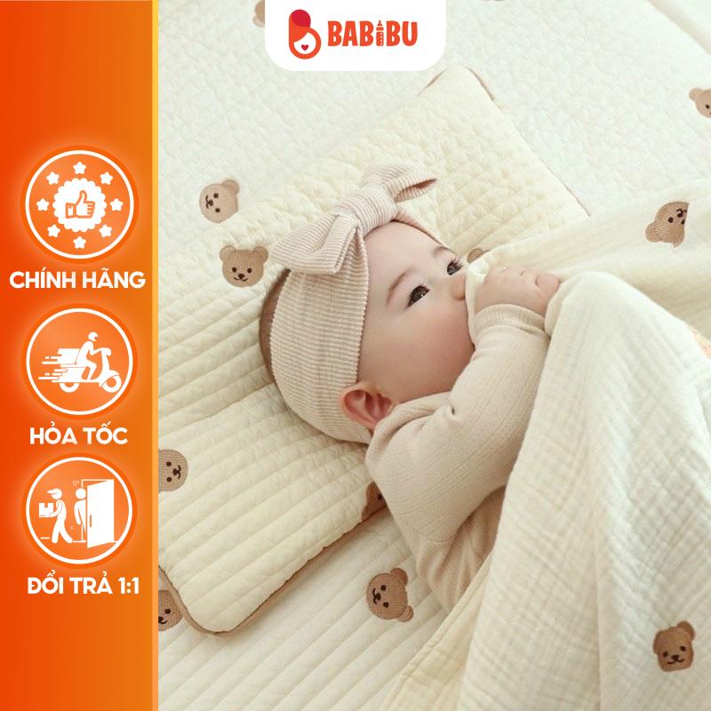 Gối Bông Thêu xuất Hàn Thoáng Khí Cho Bé Sơ Sinh Babibu - GBT