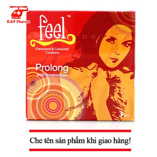 [CHE TÊN SẢN PHẨM] Bao cao su Feel Prolong chống xuất tinh sớm - Hộp 3 cái - BCS Feel Prolong