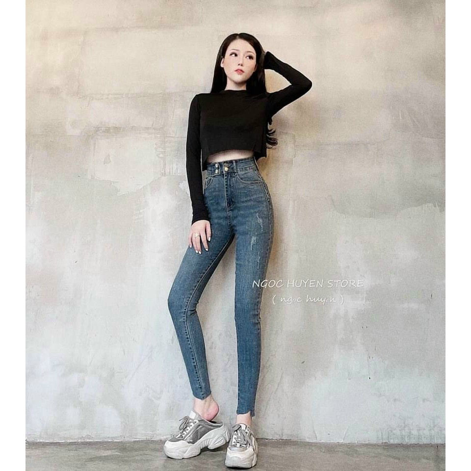 Quần jean nữ đẹp lưng cao đẹp ôm dáng cao cấp xuất Hàn Quốc Q619