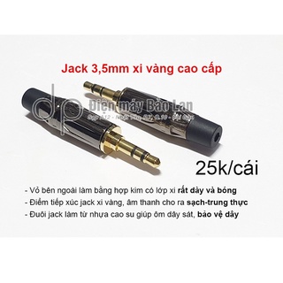 Jack 3.5mm - Xám Bóng Đuôi Đen (Xi Vàng Cao cấp)