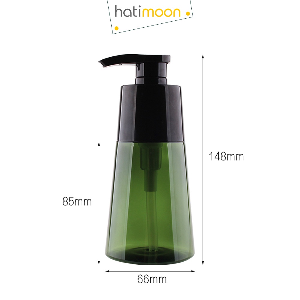 Bình chiết mỹ phẩm, bình chiét dầu gội hình chóp - nhựa PET  vòi ấn 200mL Hatimoon H0048