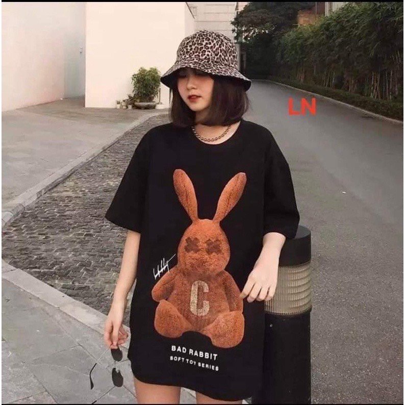 [HÀNG HOT CHÀO HÈ] ÁO PHÔNG TAY LỠ IN 5D HÌNH THỎ XINH LUNG LINH PHỐ THỜI TRANG HOTTEEN