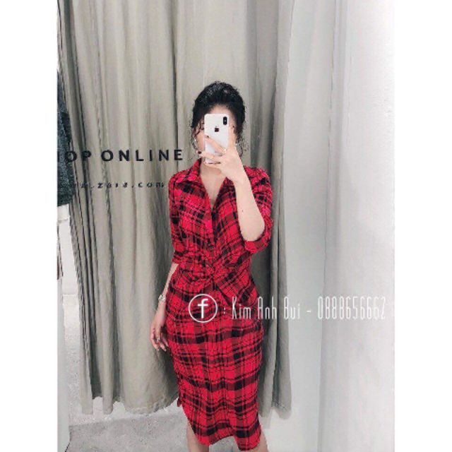 Đầm sơmi xoắn eo