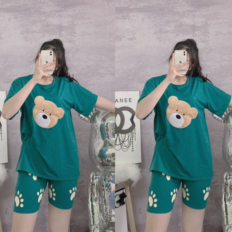 Đồ bộ mặc nhà ESHOP Đồ ngủ nữ bigsize thun cotton thể thao dễ thương quần đùi đi chơi đẹp cute trung niên DB41