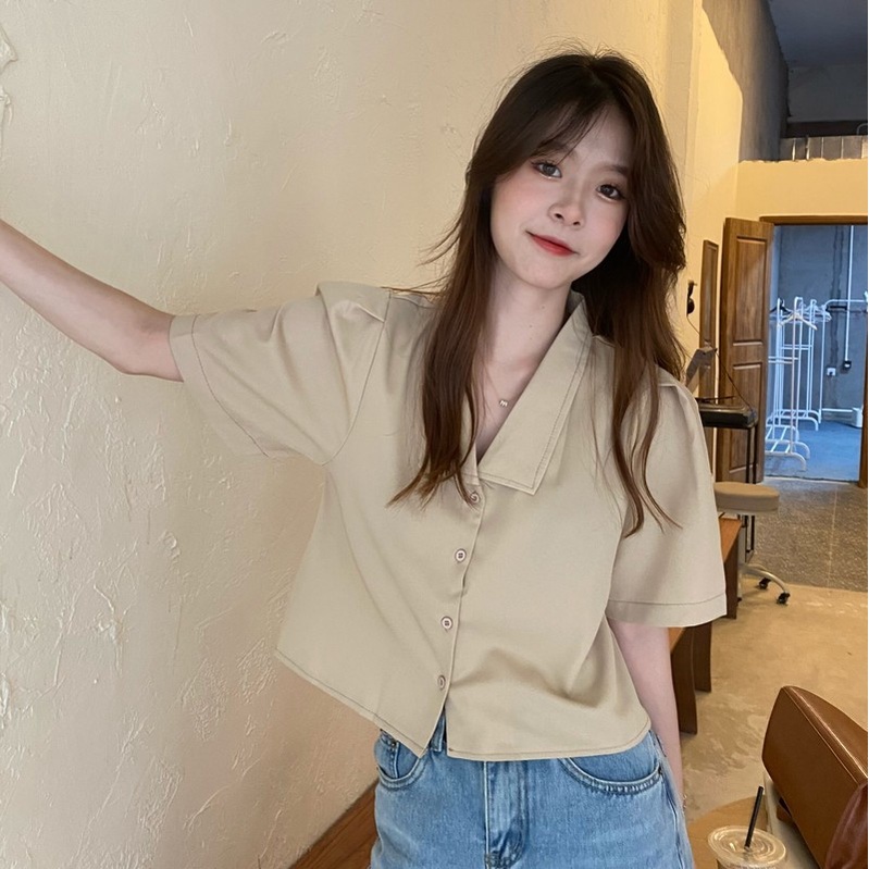 Áo Sơ Mi Tay Phồng Cổ Vuông Thời Trang Mùa Hè Hàn Quốc Cho Nữ