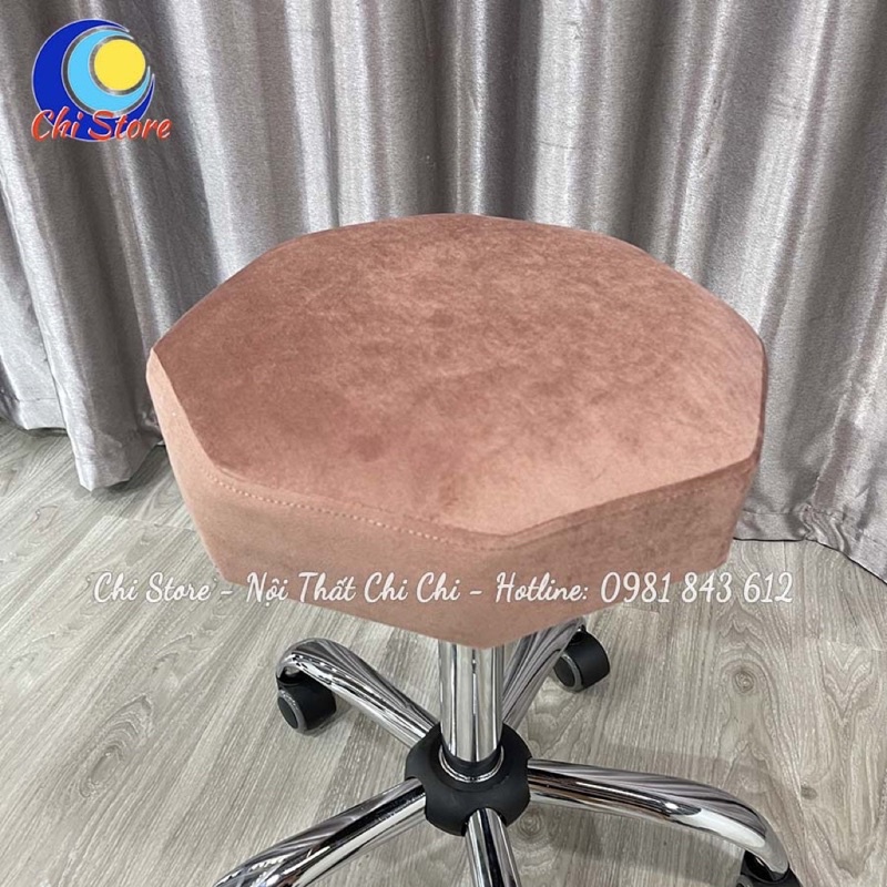 Ghế Ngồi Cho Shop Thời Trang Đẹp, Ghế Live Xoay Chụp Hình Sang Chảnh Chân Inox Sáng Xoay 360 Độ