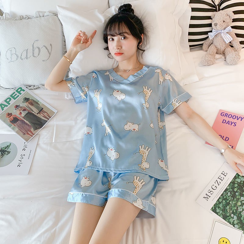 Bộ ngủ nữ cộc tay đồ mặc nhà họa tiết cute dễ thương mềm mại