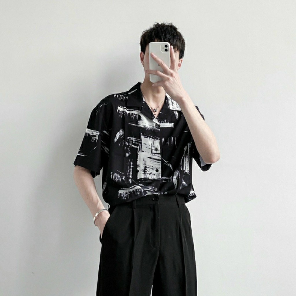 Áo sơ mi nam nữ họa tiết đen trắng thời trang siêu hot trend chất vải mềm mịn thoáng mát Hàn Quốc | BigBuy360 - bigbuy360.vn