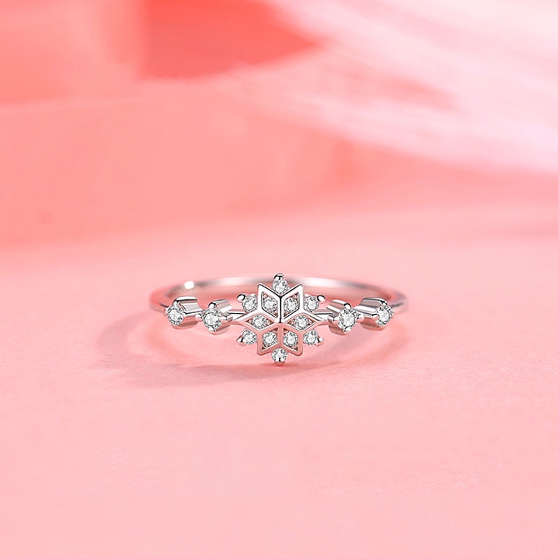 Nhẫn Đeo Tay Hoa Tuyết Trắng Giáng Sinh Bạc Ý S925 Nữ Tính Thanh Lịch N2651 Bảo Ngọc Jewelry