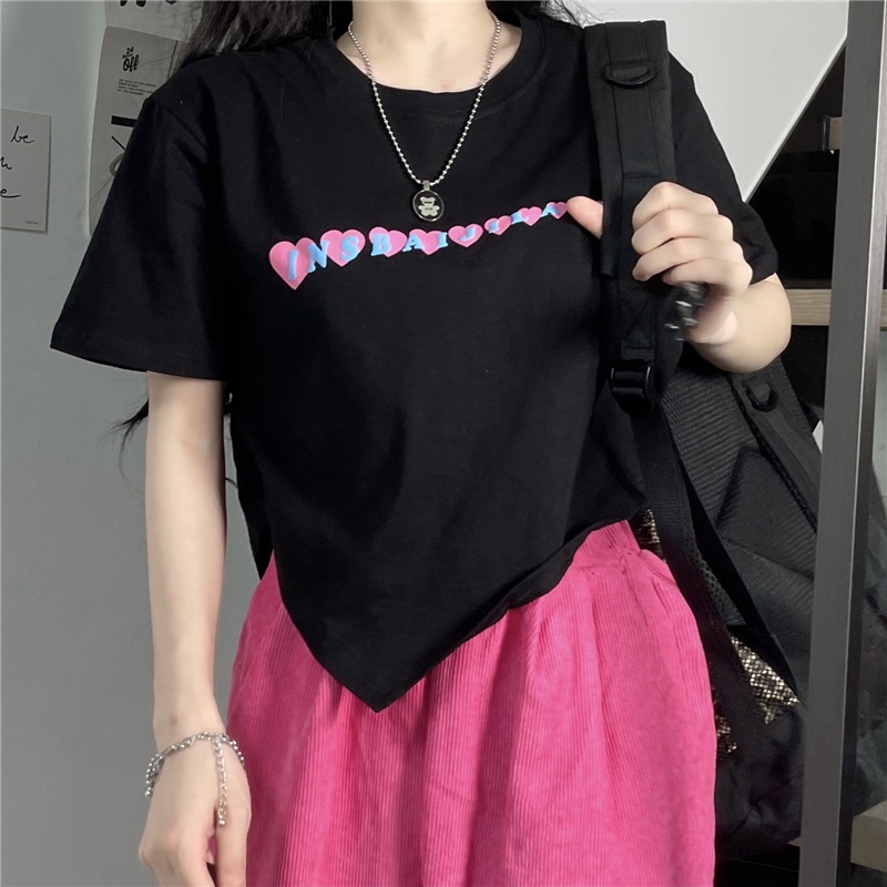 Áo Thun Nữ Ngắn Tay Cổ Tròn Thời Trang Hàn