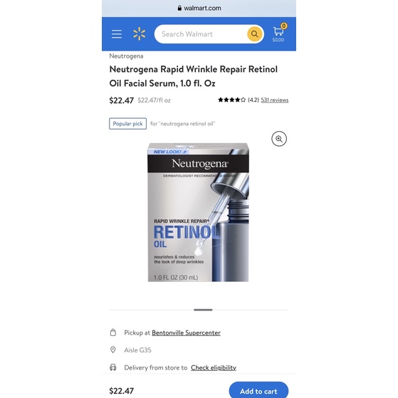 [Hàng Mỹ]Tinh dầu dưỡng da Neutrogena Rapid Wrinkle Repair Retinol Oil SA 30 ml