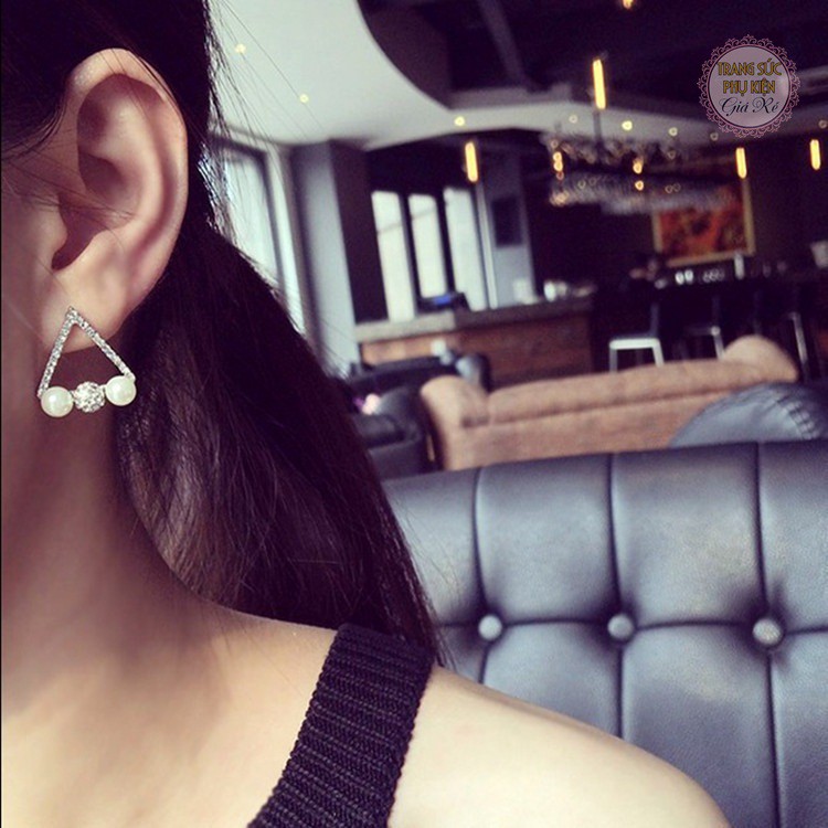Bông tai tam giác HT42,bạc S925 cực xinh