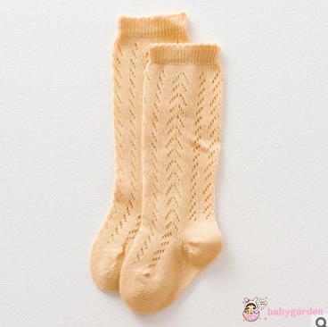 BABYGARDEN-Baby Girls Fashion Socks Hollow Out Knee-high Socks Comfortable Solid Color Socks