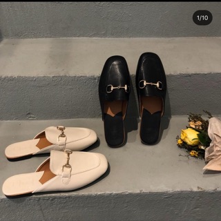 [ Ảnh thật ] Dép da đen - trắng đủ size