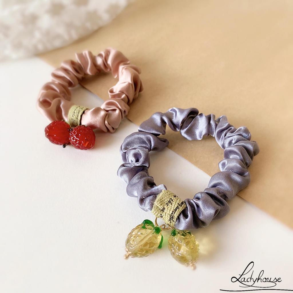LD-Elastic Tie Hair Tendons, Fruit Decor High Elastic Rubber Rope Hair Ties, Casual Ponytail Head Accessory