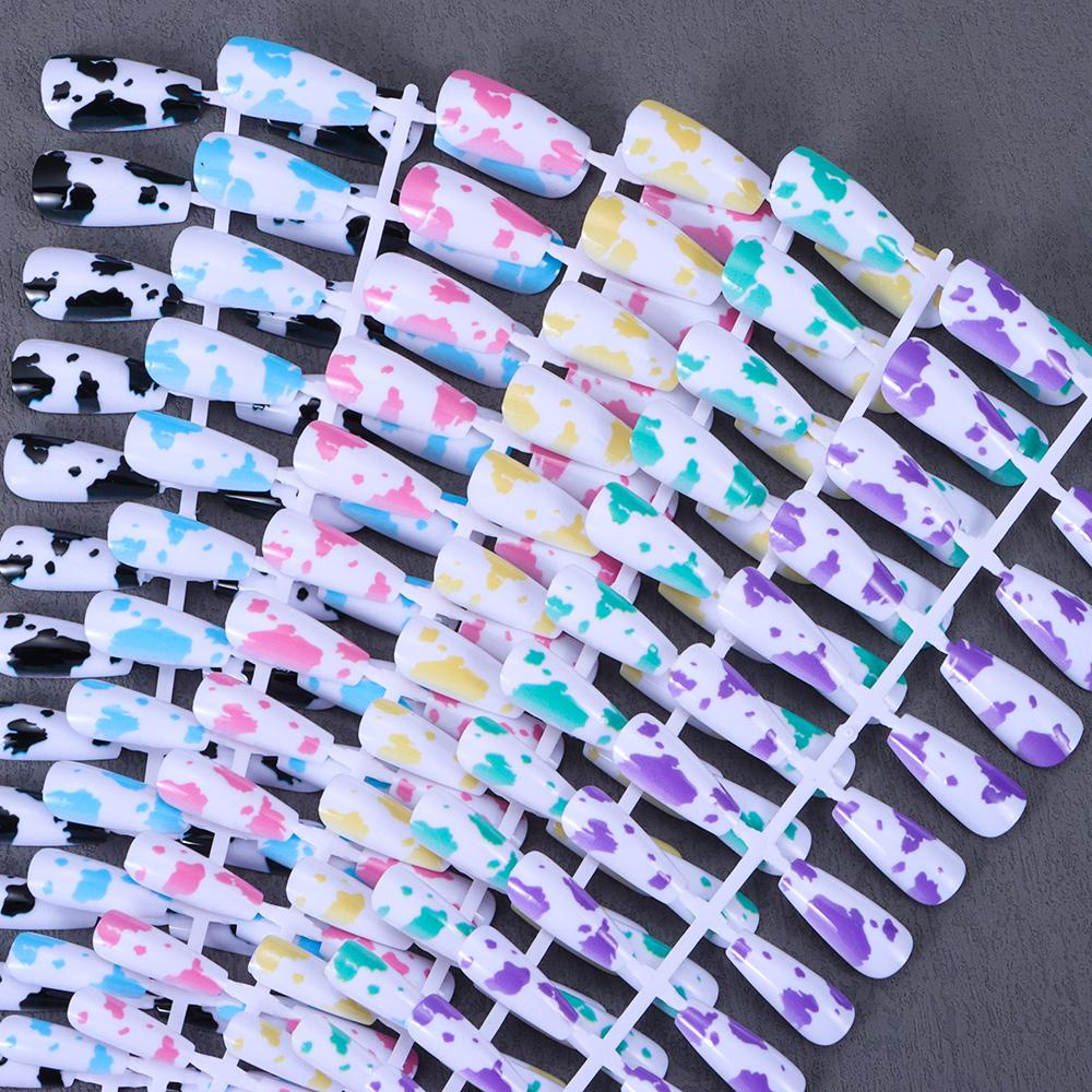 Bộ 24 Móng Tay Giả Che Phủ Toàn Diện In Họa Tiết Da Báo / Bò XIANTIN