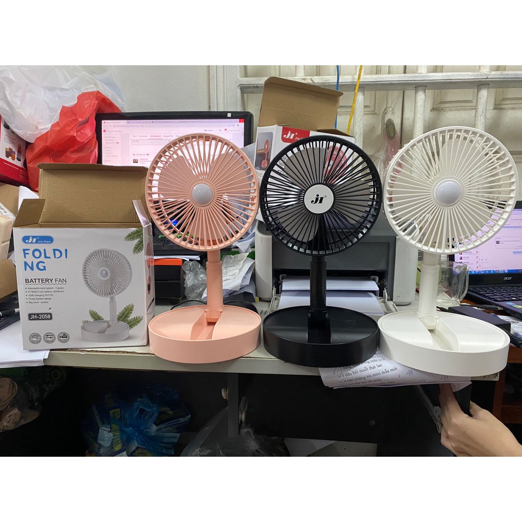 QUẠT SẠC TÍCH ĐIỆN GẤP GỌN TRÒN Folding Fan Jh- 2028 | BigBuy360 - bigbuy360.vn