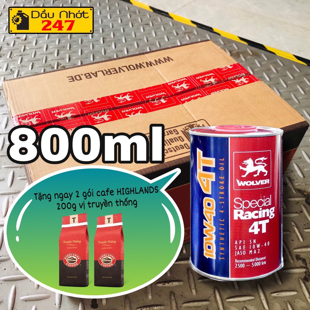 (Lon 800ml) Thùng nhớt 6 lon Wolver Special Racing 10w40 - kèm quà tặng