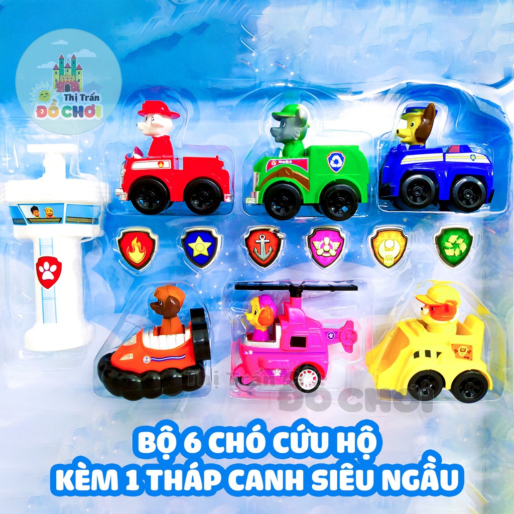 Bộ đồ chơi mô hình biệt đội chó cứu hộ Paw Patrol 6 nhân vật kèm 6 huy hiệu và tháp canh siêu ngầu cho bé 18668-41