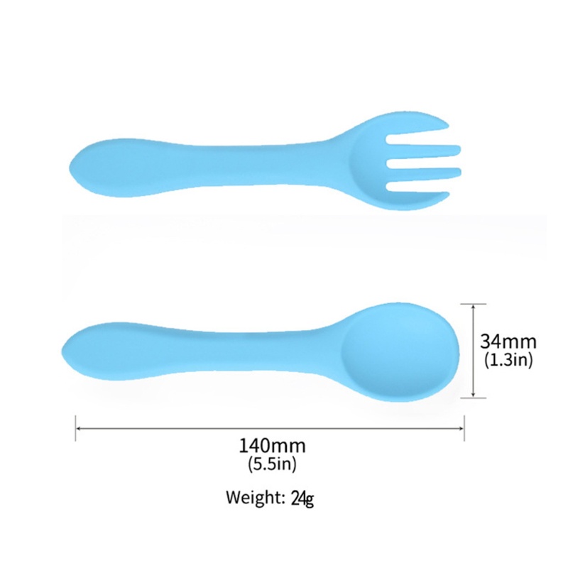 Bộ 2 muỗng nĩa bằng silicon mềm cho bé tập ăn