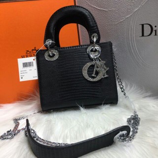 Túi xách nữ đeo chéo da kì nhông khóa bạc đính đá cao cấp(Có Hộp )