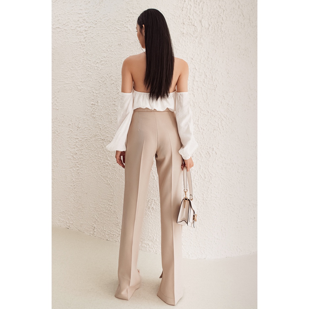 Quần ống rộng lưng cao xẻ tà EDINI - Q181