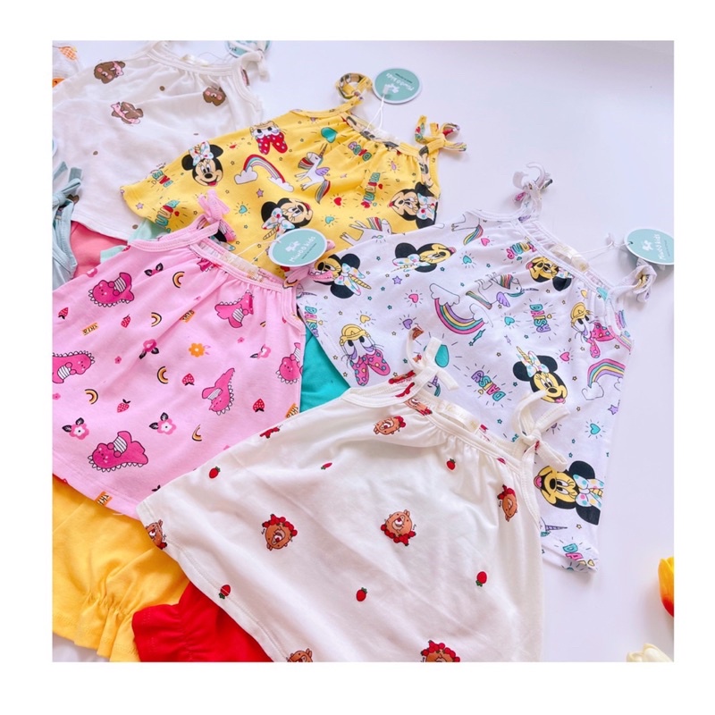 Set bộ bé gái hai dây 1 đến 2 3 4 5 tuổi Miwoo Đồ bộ cho bé gái mặc nhà mỏng mát - SGMC