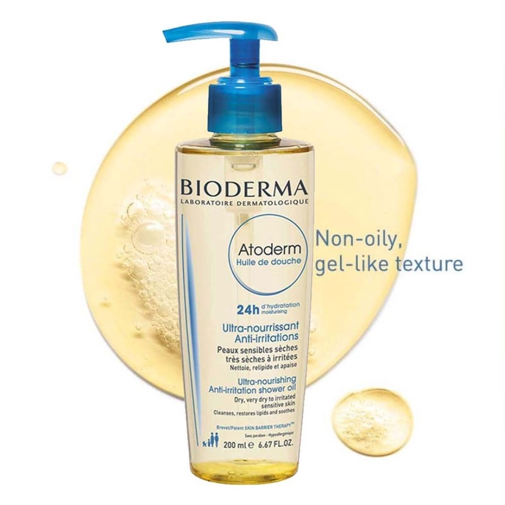 Dầu tắm giúp làm sạch, làm dịu và dưỡng ẩm dành cho da khô, da nhạy cảm Bioderma Atoderm Huile De Douche 200ml