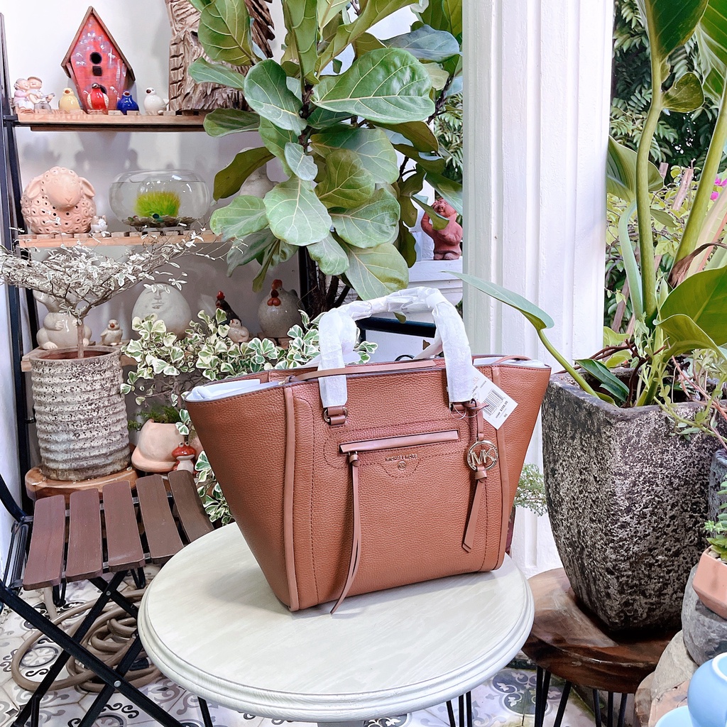 Túi Michael Kors Carine Medium Pebbled Leather tote bag 30S1GCCT3L Luggage